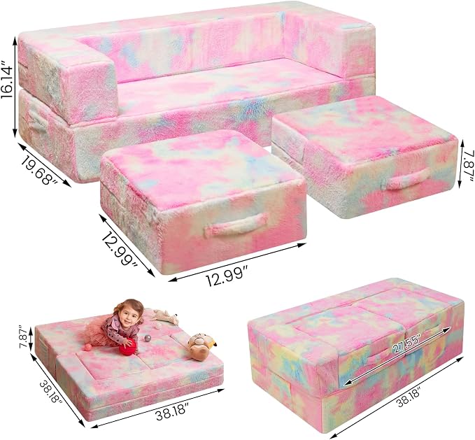 Cvortll Modular Kids and Toddler Play Couch, Convertible Folding Sofa, 3-in-1 - Image 3