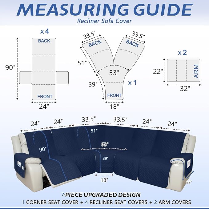 Arfntevss Recliner Sectional Couch Covers 1OO% Waterproof L Shape Sofa Cover - Image 2