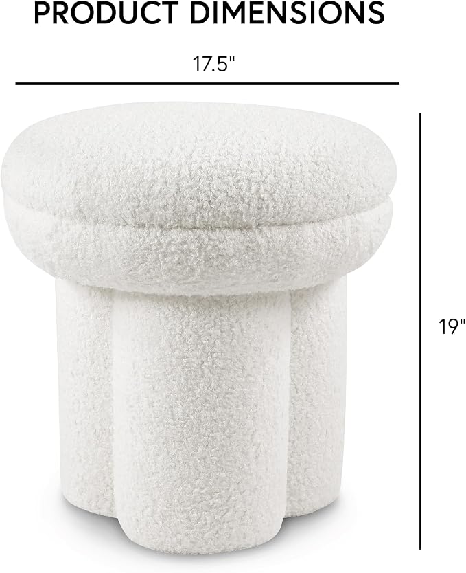 Furniture of America Rami Modern 18-inch Mushroom-Shape Upholstered Ottoman - Image 2