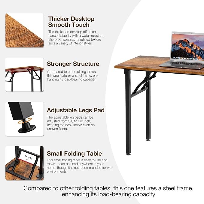 TEMI Small Computer Desk Folding Table - Image 8