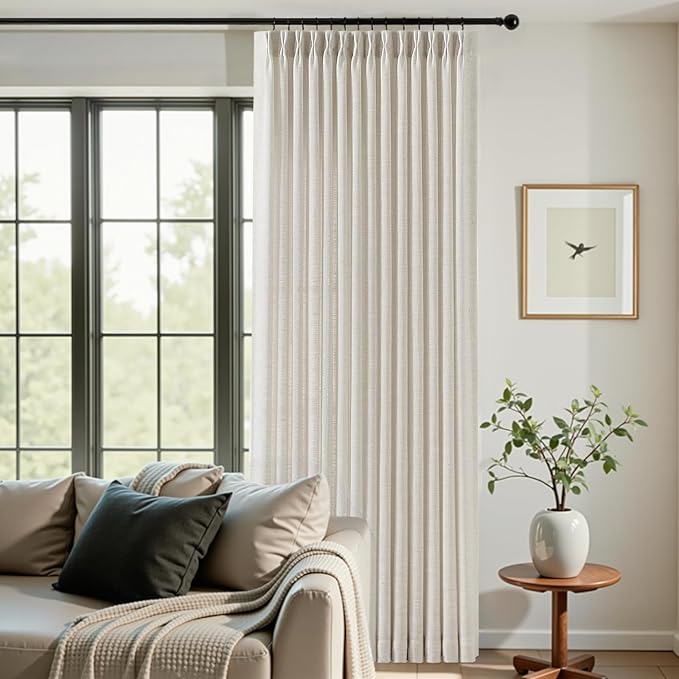 IVAPUPU Natural Extra Wide Pinch Pleated Linen Curtains by IVAPUPU