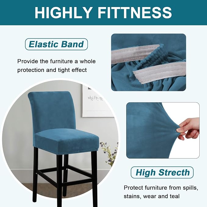 Turquoize Bar Stool Covers 4 Pack Bar Stool Covers - Image 4