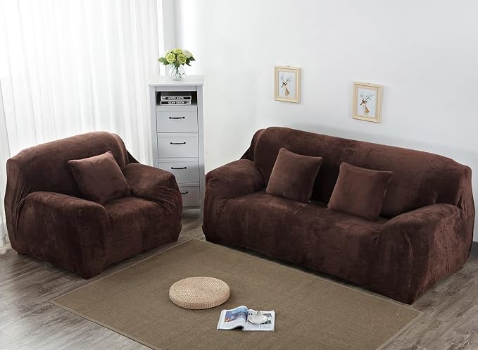 vctops 1-Piece Velvet Plush Stretch Chair Sofa Slipcover Soft Fuzzy Fluffy - Image 2
