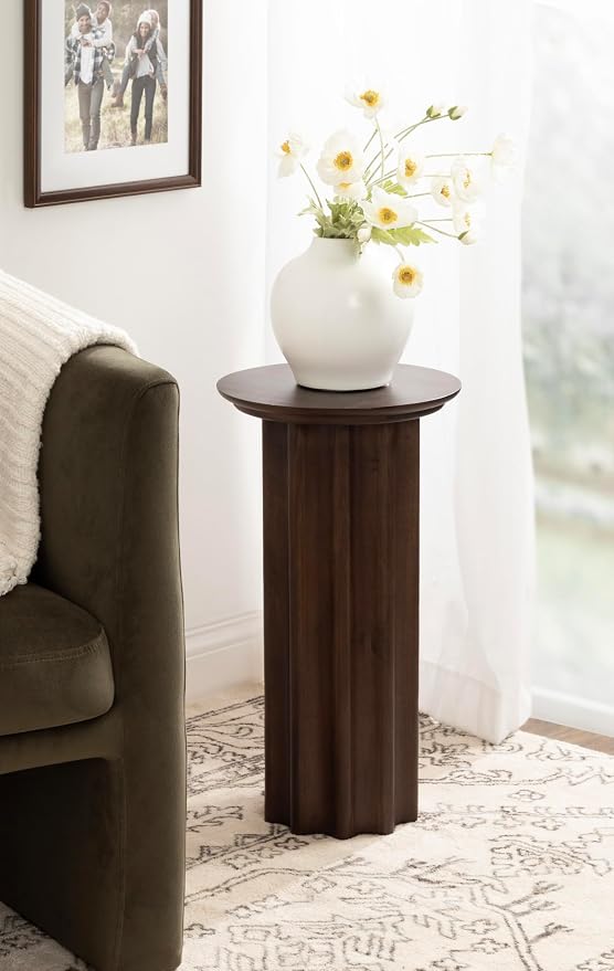 Kate and Laurel Gierson Modern Wooden Round Side Table; 12 x 12 x 22; Dark - Image 4