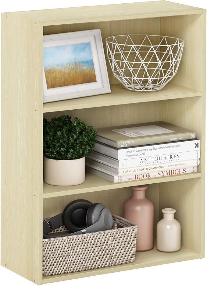 Furinno PASIR Book Shelf, 3-Tier Bookshelf, Storage Shelves Bookcase, 9.7 x by Furinno-FitsYourSpaceFitsYourBudget
