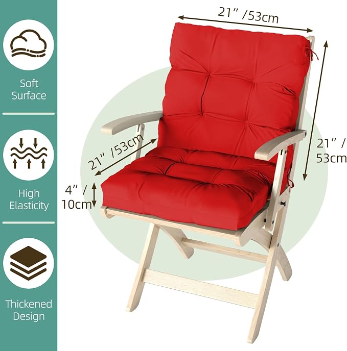 Outdoor Chair Cushions Set of 2, High Back Soft Seat Pad - Image 9