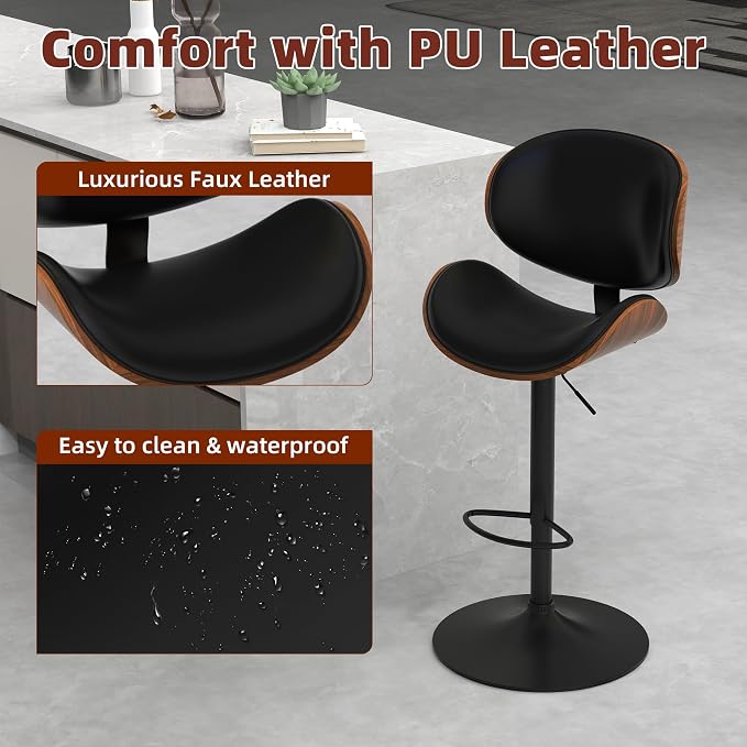 civama Bar Stools Set of 4 for Kitchen Counter, Adjustable Bar Height Chairs - Image 5