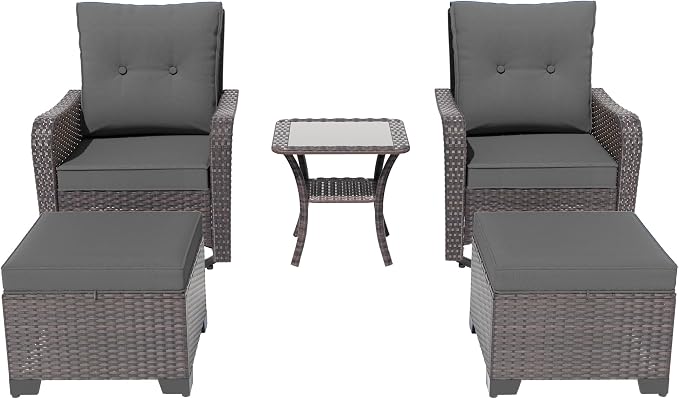 ALAULM 5-Piece Outdoor Swivel Rocking Chair Set - Image 7