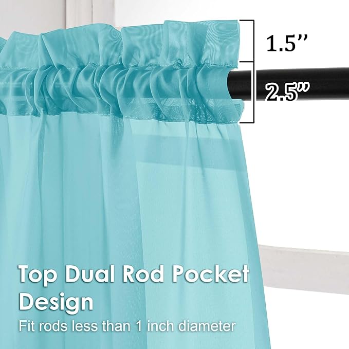 OVZME Sheer Curtains 84 Inches Long 2 Panels Set, Light Filtering Transparent - Image 2