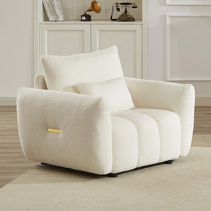 Antetek 35" Modern Accent Single Sofa Chair, Comfy Deep Seat Teddy Living Room by Antetek