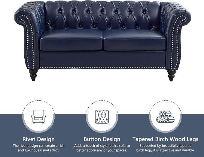 QHITTY 2 Piece Living Room Set, Sectional Chesterfield Sofa Contemporary - Image 5