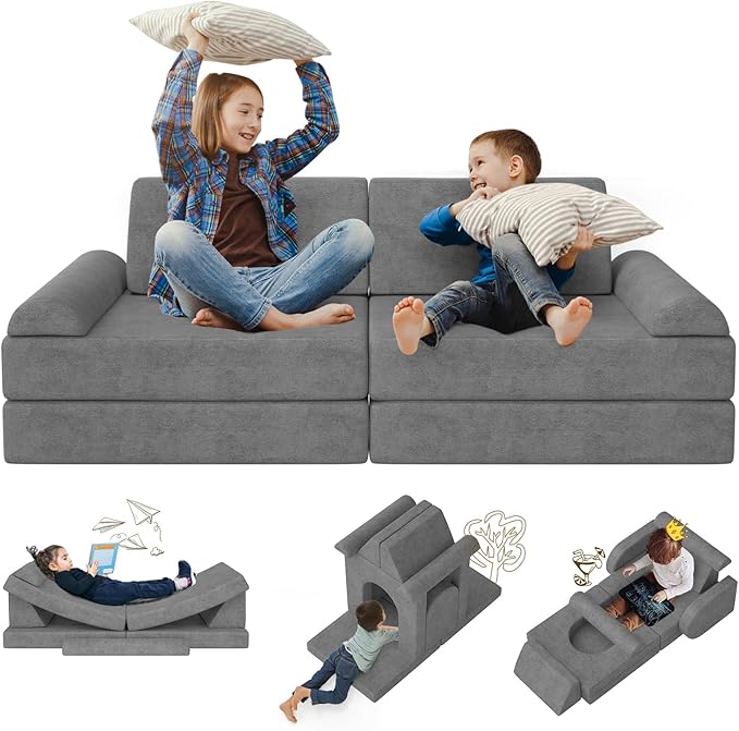 Modular Kids Play Couch 10PCS – Convertible Kids Sofa & Toddler Play Couch by zefinot