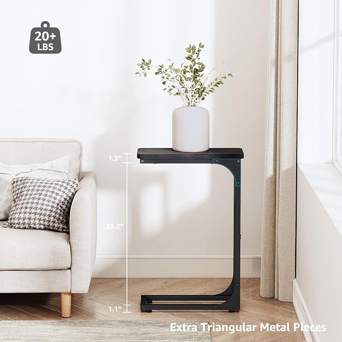 QEEIG Narrow C Shaped Side Table Set of 2 Living Room Sets Slim Couch Tray - Image 3