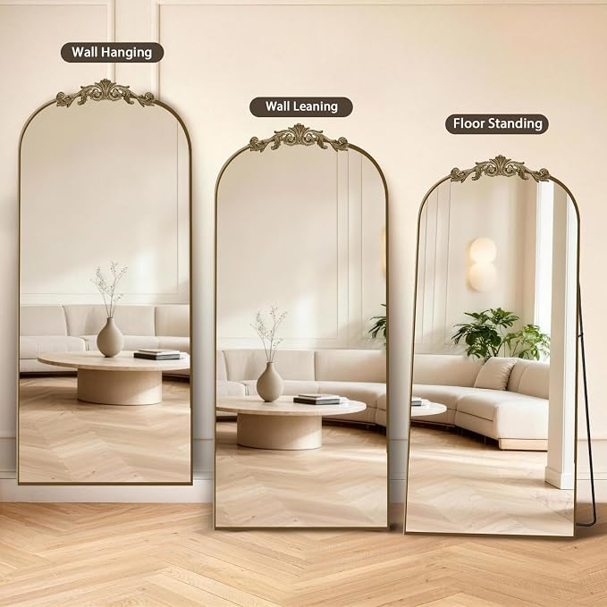 MISSDAY Vintage Baroque Full Length Mirror, Full Metal Frame Stand Up Retro - Image 6