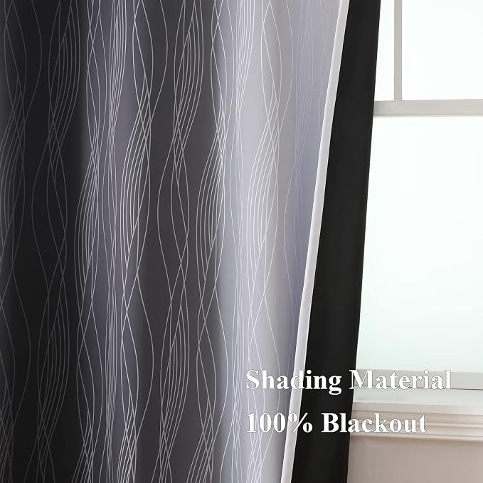 Estelar Textiler Ombre Greyish White and Black Blackout Curtains & Drapes 63 - Image 5