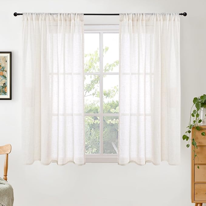 BGment 48 Inch Length Natural Linen Curtains by BGment