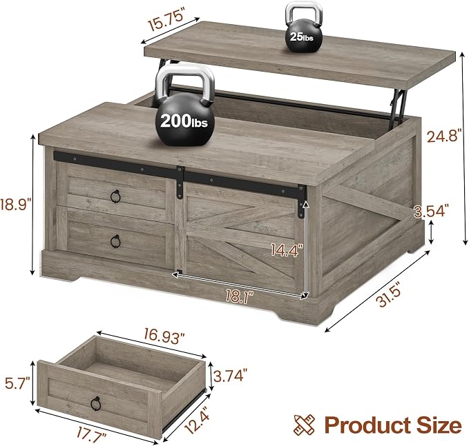 Itaar 39.4'' Lift Top Coffee Table - Image 2