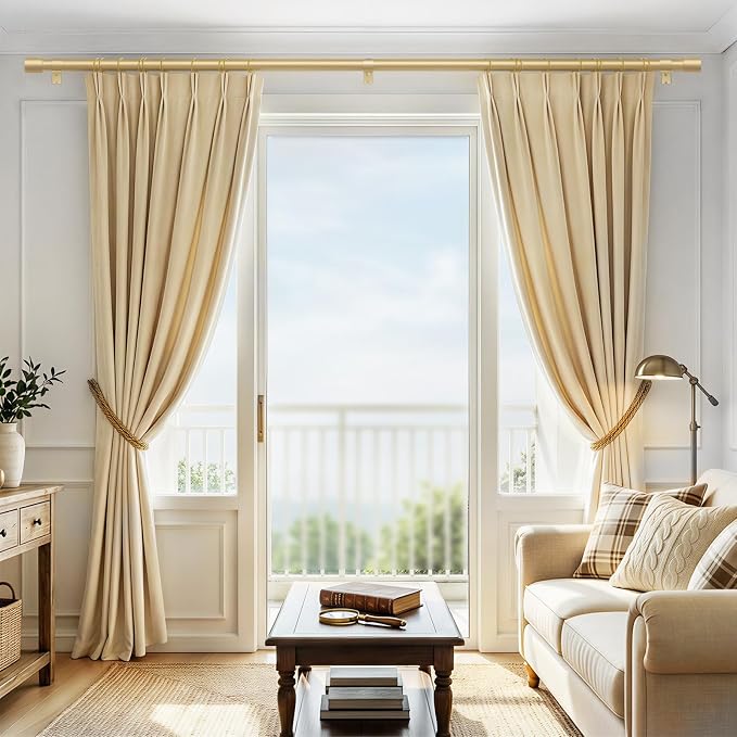 IFELS 2 Pack Curtain Rods for Windows 48 to 84 Inch, 1 Inch Gold Curtain Rod - Image 3