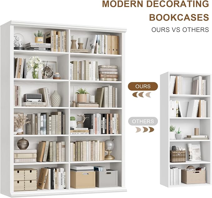 Rresyet 71.8" L *47.2“W Wooden Bookcase and Bookshelf – Extra Large Bookshelf - Image 4