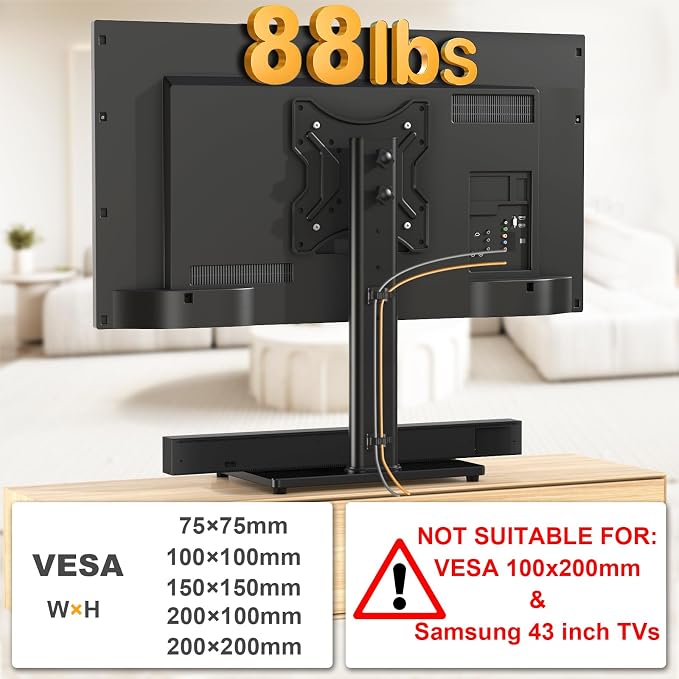 TVON Universal TV Stand Base, Swivel Table Top TV Stand - Image 5