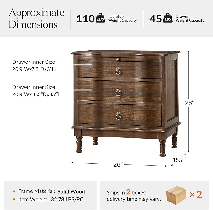HULALA HOME Solid Wood End Table Set of 2 - Image 2