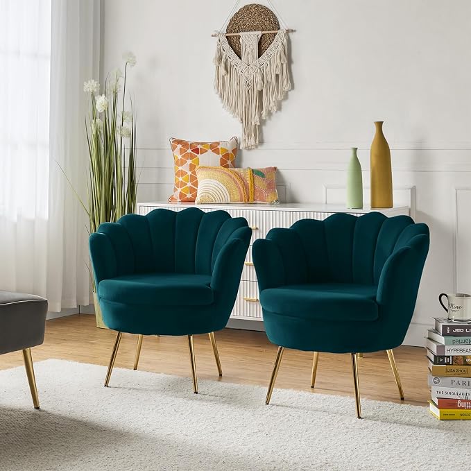 HULALA HOME Modern Velvet Accent Chairs Set of 2 by HULALAHOME