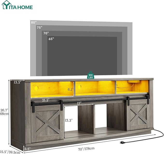 YITAHOME TV Stand for 75/80 Inch TV, Media Furniture TV Table - Image 2
