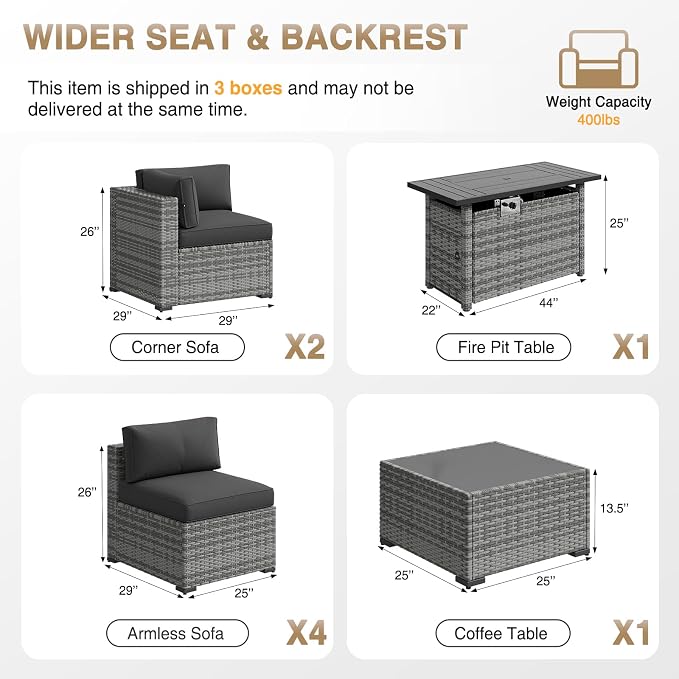 Aoxun Patio Furniture Sets, 8-Piece Outdoor Patio Furniture - Image 7