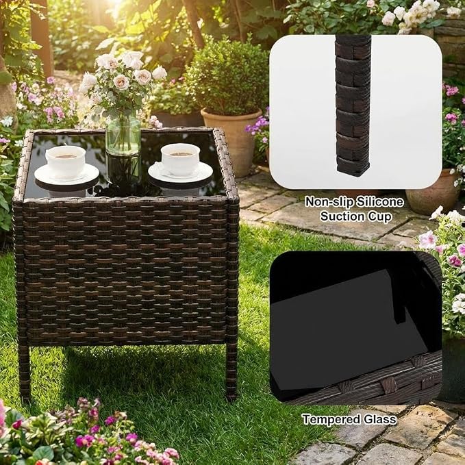 3PCS Outdoor Patio Bistro Set, PE Rattan Wicker Armchairs - Image 6