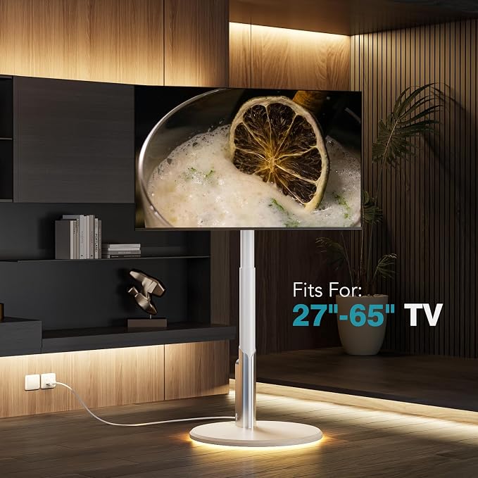 Floor Mobile TV Stand with Power Outlet, Rolling TV Cart - Image 7