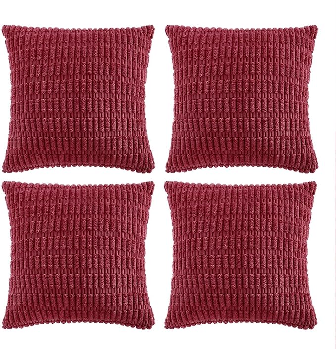 Fancy Homi 4 Packs Burgundy Decorative Throw Pillow Covers 18x18 Inch by Fancy+Homi