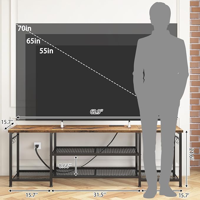 YGEOMER TV Stand for Up to 75 Inch TVs, Entertainment Center - Image 2