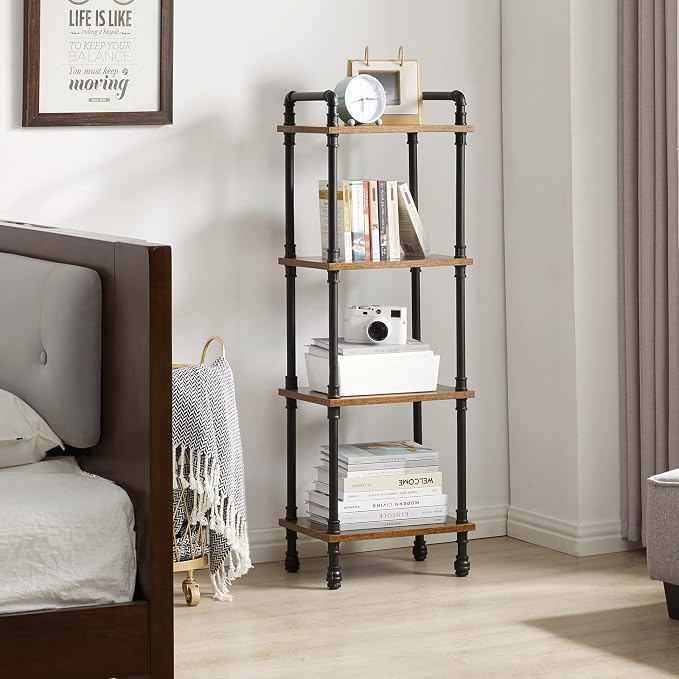IBUYKE Industrial Pipe Ladder Shelf, 4-Tier Vintage Style Book Shelf, Free - Image 8