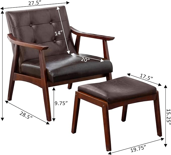 Convenience Concepts Take a Seat Natalie Accent Armchair and Ottoman Set 27.5" - Image 5