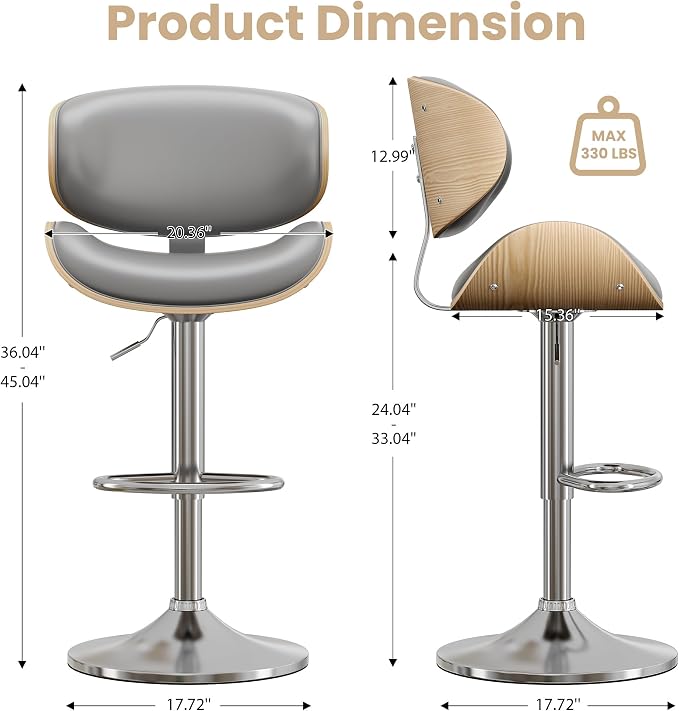 YaFiti Bar Stools for Kitchen Island, Swivel Bar Stools for Kitchen Counter - Image 2