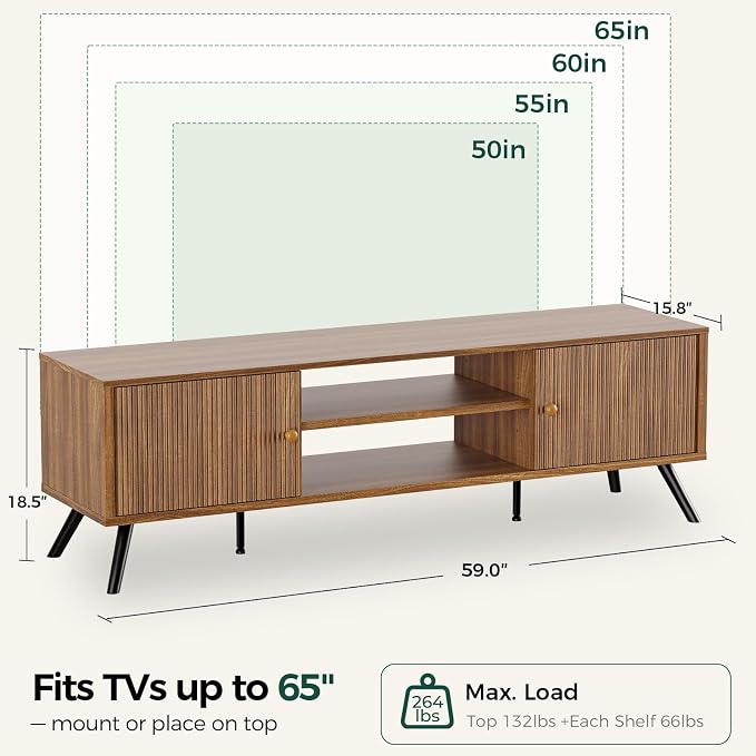 COMHOMA TV Stand for Living Room, Mid Century Modern Entertainment Center for - Image 3