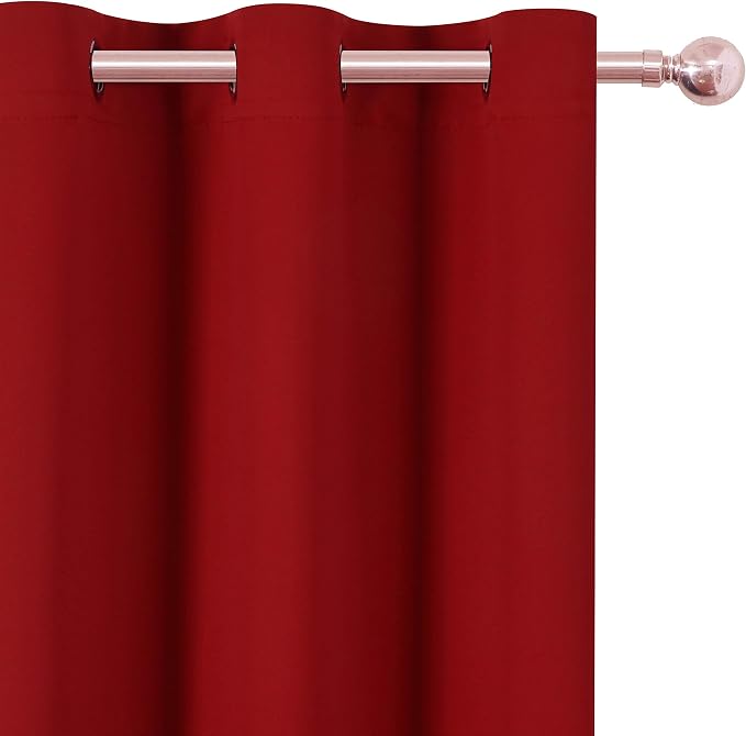 LEMOMO Red Curtains 52 x 84 Inch Long/Blackout Curtains Set of 2 Panels/Room - Image 6
