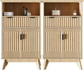 Fatmok Buffet Cabinet with Storage Seto of 2, Wood Buffet Sideboard Console by Fatmok