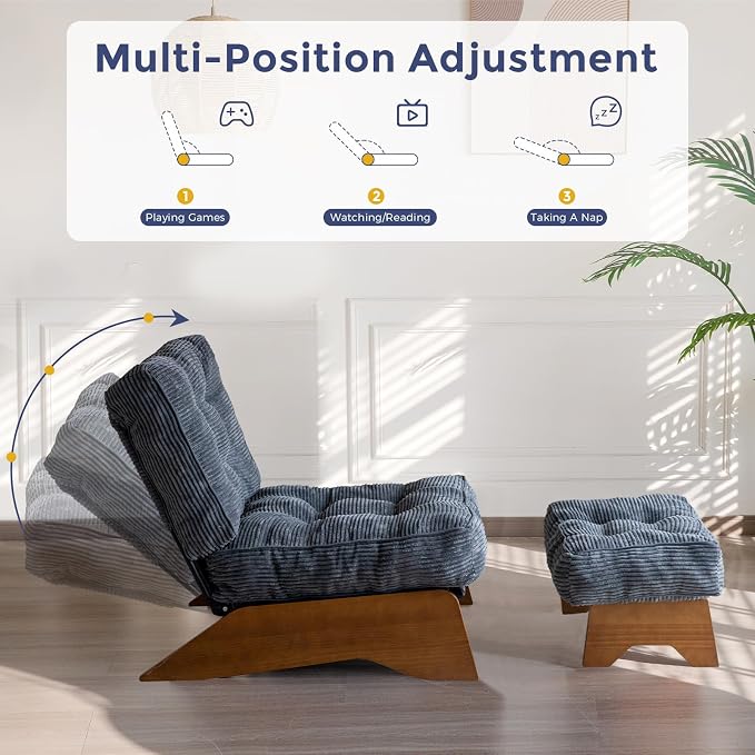 MAXYOYO Accent Chair with Ottoman Adjustable Backrest, Tufted Living Room Chair - Image 4
