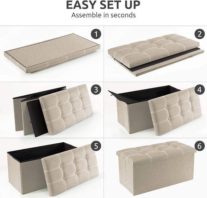 YOUDENOVA 30 inches Folding Storage Ottoman, Ottoman - Image 6