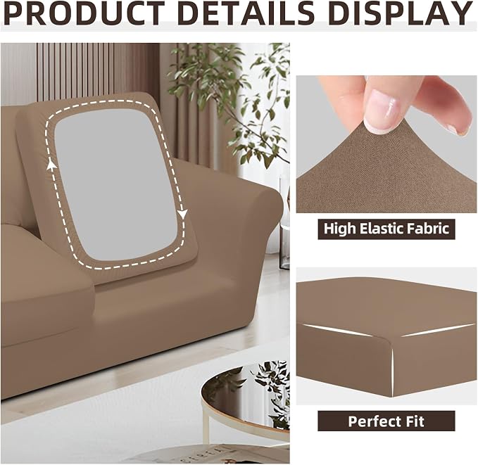 Easy-Going 7 Pieces Stretch Couch Cover Washable Sofa Cover Set - Image 6