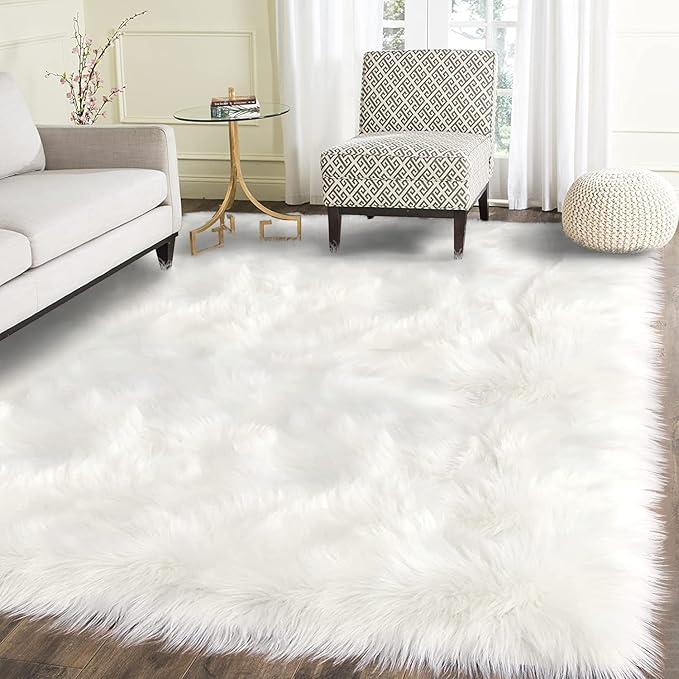 Latepis Area Rugs 6x9 Faux Fur Sheepskin Rug - Image 2
