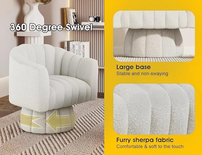 Dewhut Swivel Accent Chair, 360° Swivel Barrel Chair - Image 6