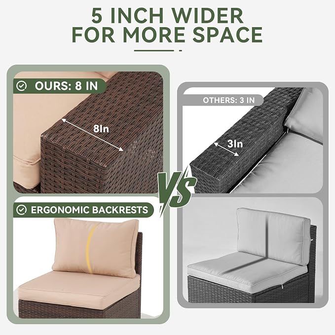 Aoxun Patio Fruniture Sets, Wicker Outdoor Patio Furniture Set - Image 4
