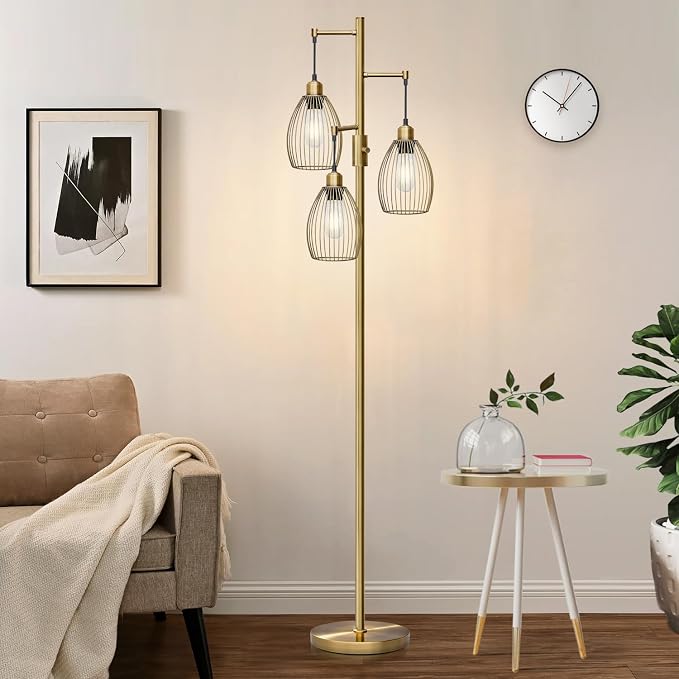 Dimmable Floor Lamp, 3 x 800LM LED Edison Bulbs Included, Farmhouse Industrial - Image 6