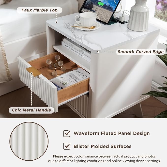 T4TREAM Fluted Nightstand Set of 2 - Image 5