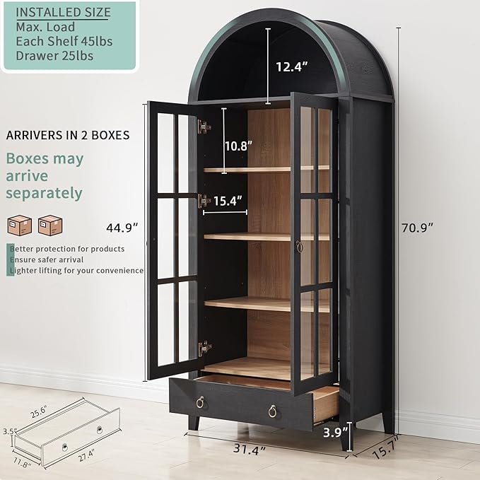 RowyPoey Farmhouse Arched Cabinet - Image 2