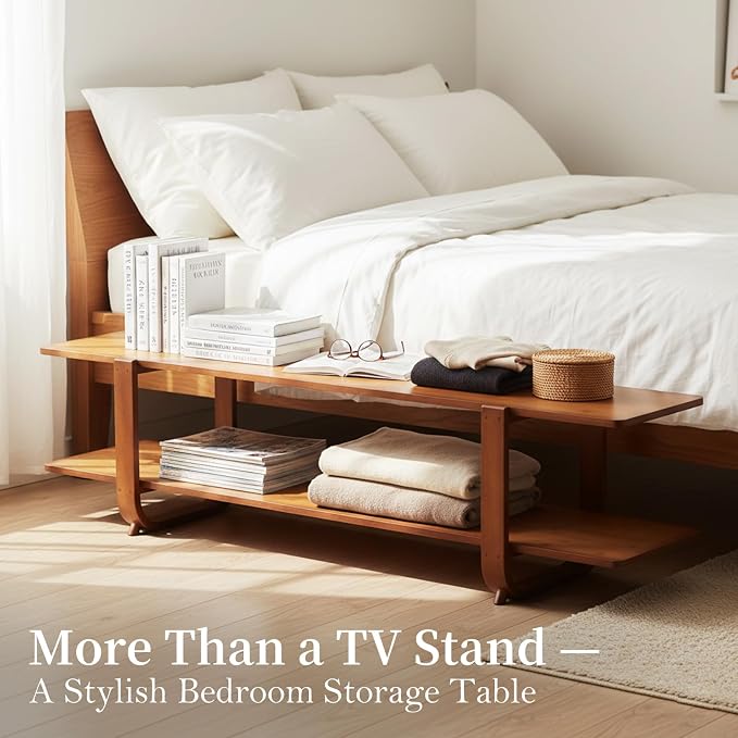 Tiita TV Stand with Storage for TVs up to 65'', Bamboo TV Console Entertainment - Image 8