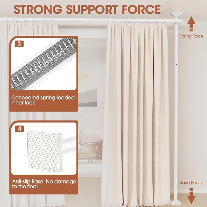 SUNALLY Room Divider Curtain Rod, No Drilling Room Separator - Image 3
