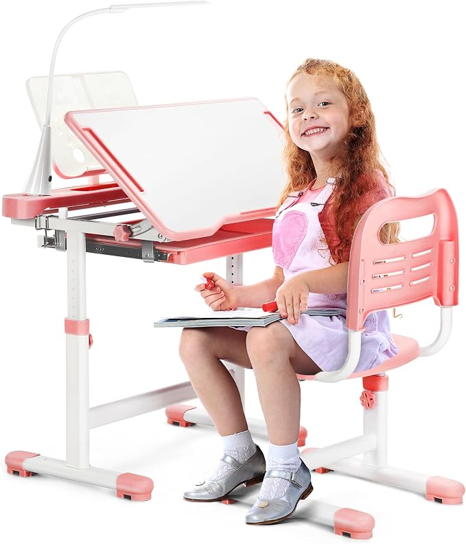 Rengue Kids Desk and Chair Set, Height Adjustable Children School Functional by Rengue